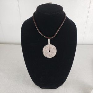 JUST JEWELRY Rustic Silver Disk Pendant Necklace
